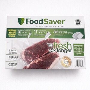FoodSaver Vacuum Sealer Bags Special Value Combo Pack 5 Rolls 36 Bags 569569